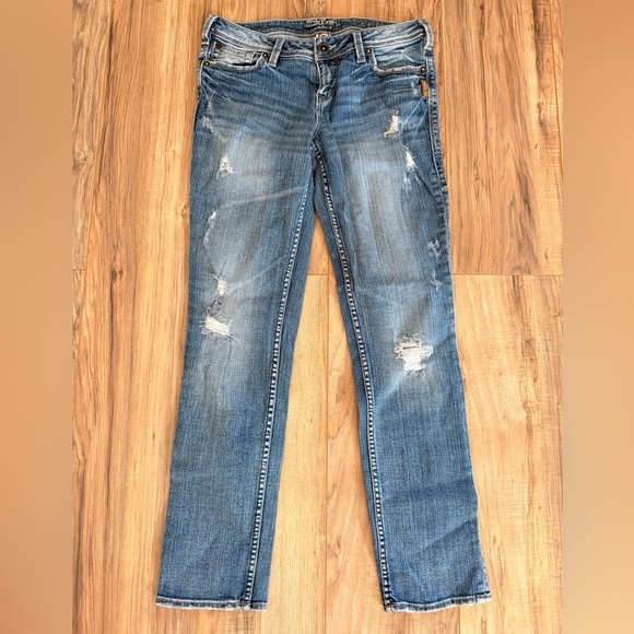 Silver Jeans Denim - Silver Jeans Audrey Skinny Low Rise Women's Distressed Denim